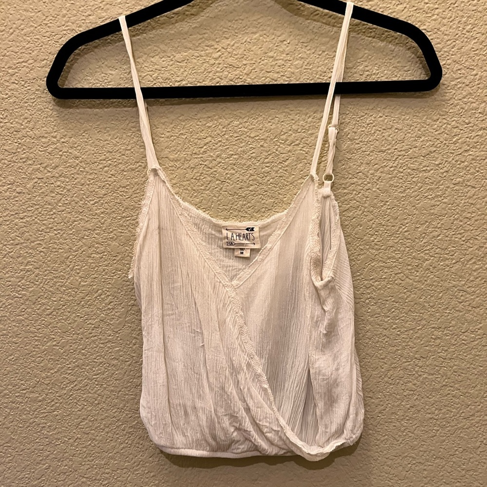PacSun/LA Hearts | Off White Flowly Crop Cinched Top